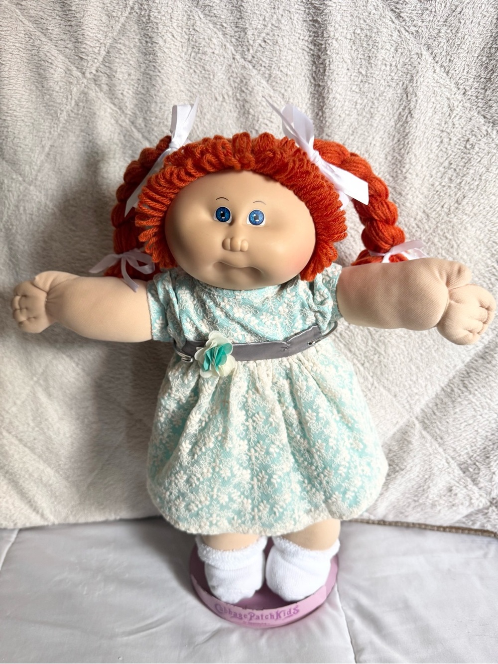 💗Cabbage Patch Kids Red-Haired Doll in Aqua Floral Dress💗